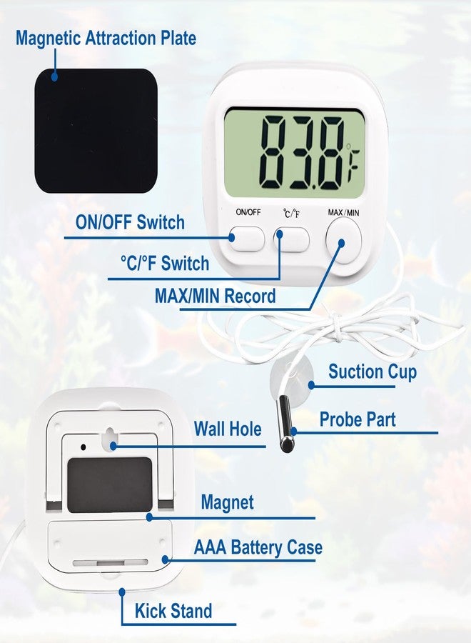 PAULTEMP Digital Aquarium Water Thermometer with Large LCD Screen, Measurement Range -58℉ to 572℉, Display ±1℉/±0.5℃, Fish Tank Decoration Accessories, Idea for Reptile, Aquatic, Tub, Refrigerator and Freezer - Image 3